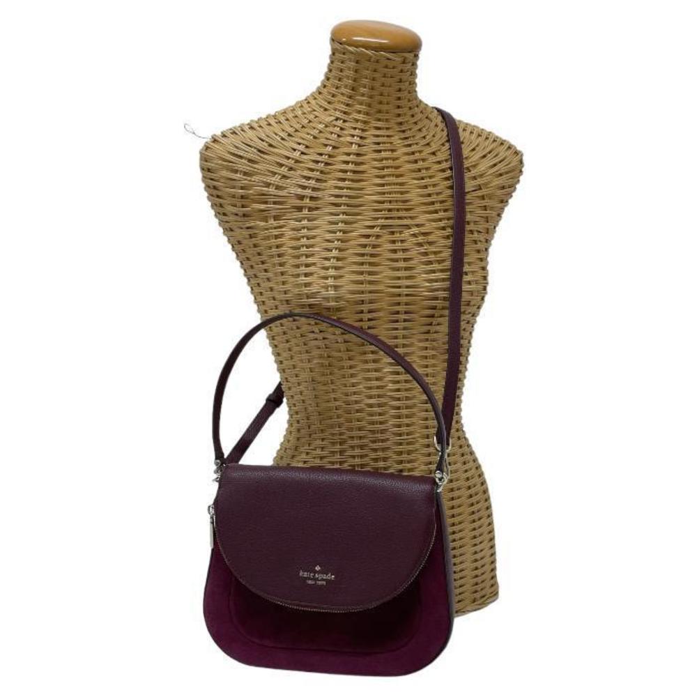 Kate Spade Layla Suede Medium Flap Shoulder Leather Crossbody 2way Bordeaux